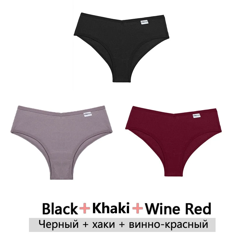 FINETOO 3Pcs/Set Cotton Panties for Women Plus Size Underpants Ladies Cotton Bikini Panties Girl Underwear Female Lingerie M-3XL