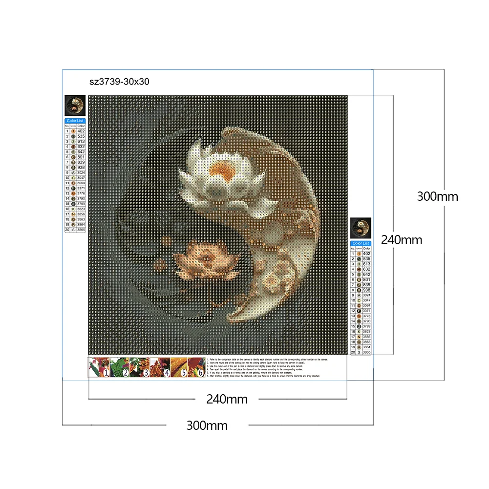 Diamond Painting - Full Round Drill - Ying Yang Flower(30*30cm)