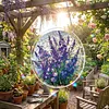 (18.5cm)DIY Acrylic Jigsaw Puzzle Window Hanging with Hanging Chain DIY Stained Glass Decoration Round Window Puzzle Decor for DIY Craft Project (Stained Glass Flower)