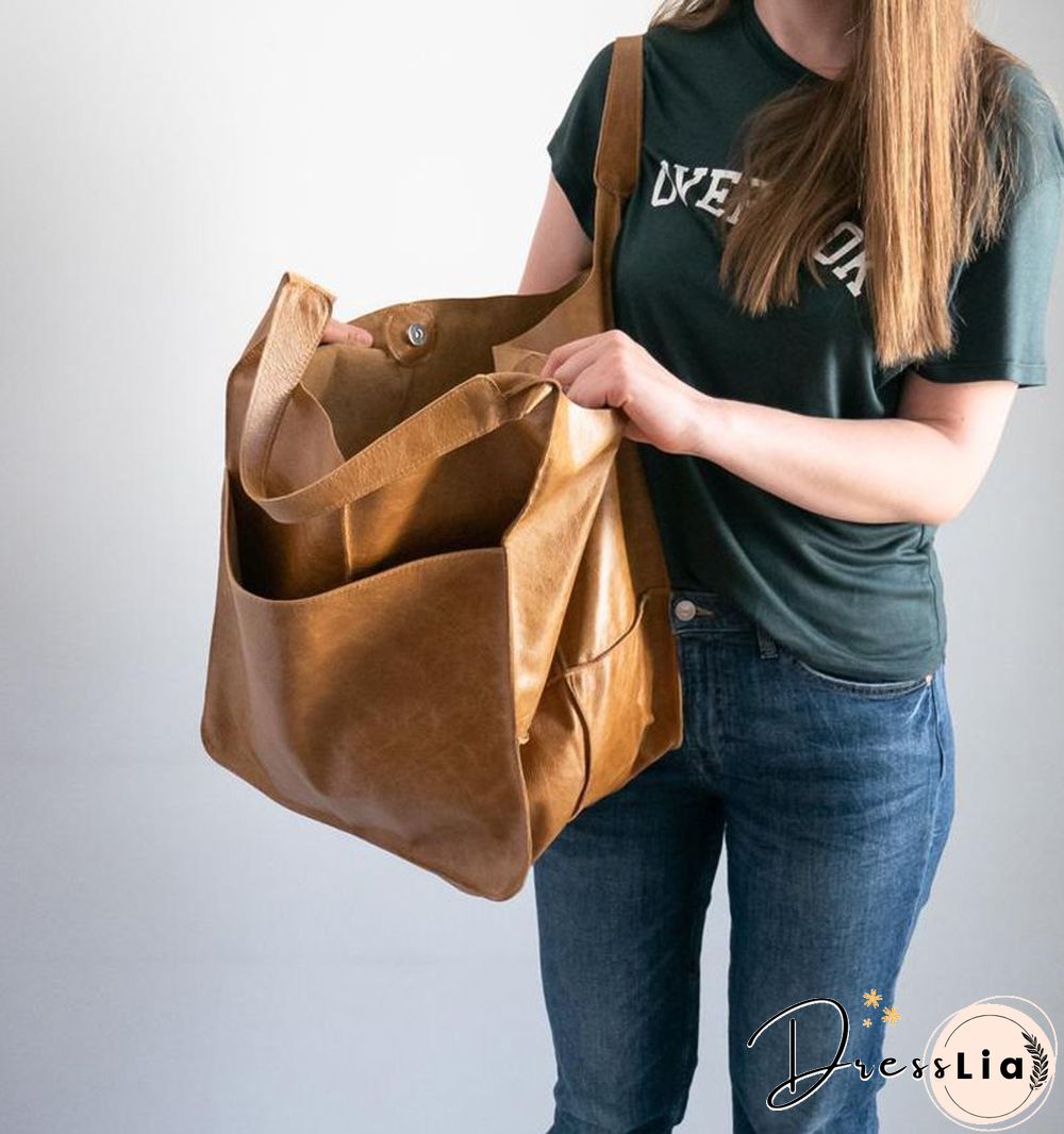 Brown Leather Womens Tote Bags School Handbags