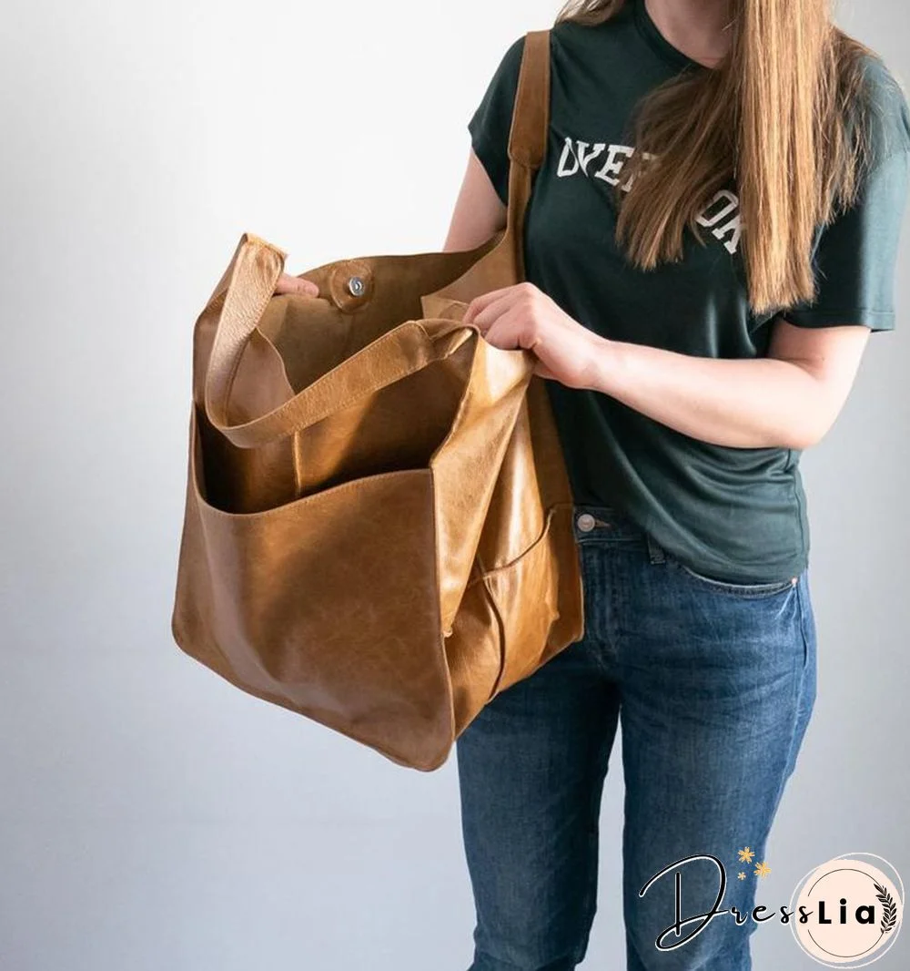 Brown Leather Womens Tote Bags School Handbags