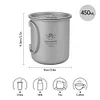 450ml Titanium Cup with Foldable Handles Lightweight Water Cup for Backpacking Camping Fishing