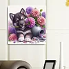 Diamond Painting -DIY Full Square Drill Cute Dog Holding Flowers(35*35CM)
