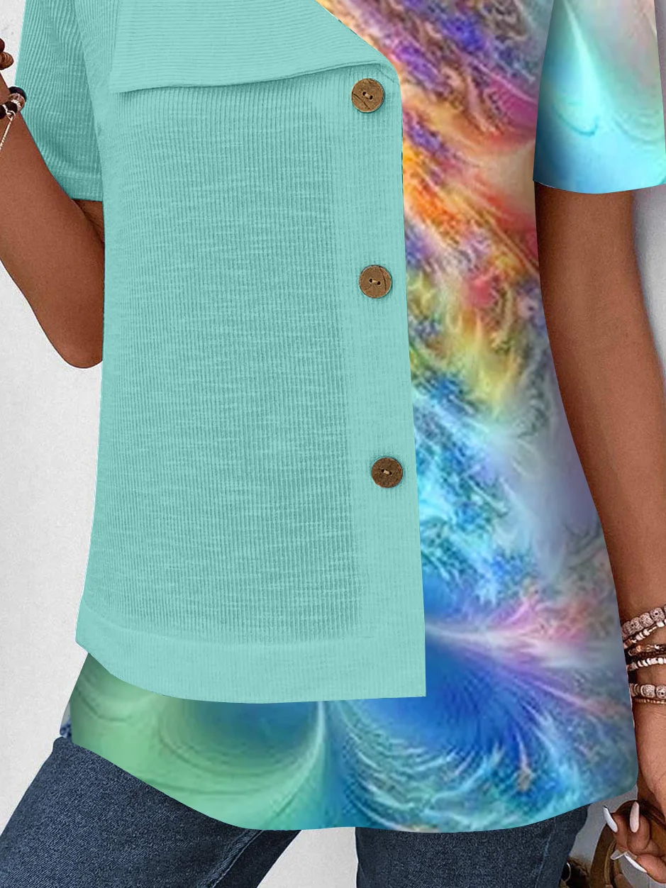 Women Half Sleeve V-neck Solid Color Dress