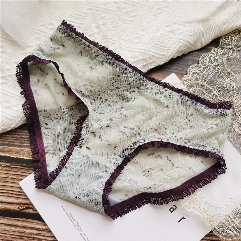 New Women's Underwear Sexy Lace Panties Fashion Floral Hollow-Out Briefs Low Waist Seamless Underpants Female Sexy Lingerie