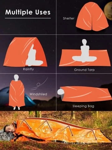 Pornhint Waterproof Lightweight Thermal Emergency Sleeping Bag Bivy Sack - Survival Blanket Bags Camping, Hiking, Outdoor, Activities