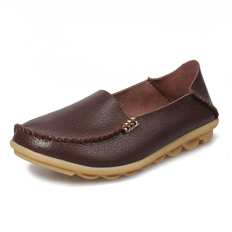 Women Flats Shoes Slip On Genuine Leather Loafers For Women's Moccasins Loafers Flats Ladies Shoes Plus Size Sapato Feminino