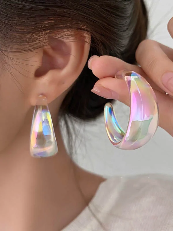 Contrast Color Geometric Normcore Drop Earrings