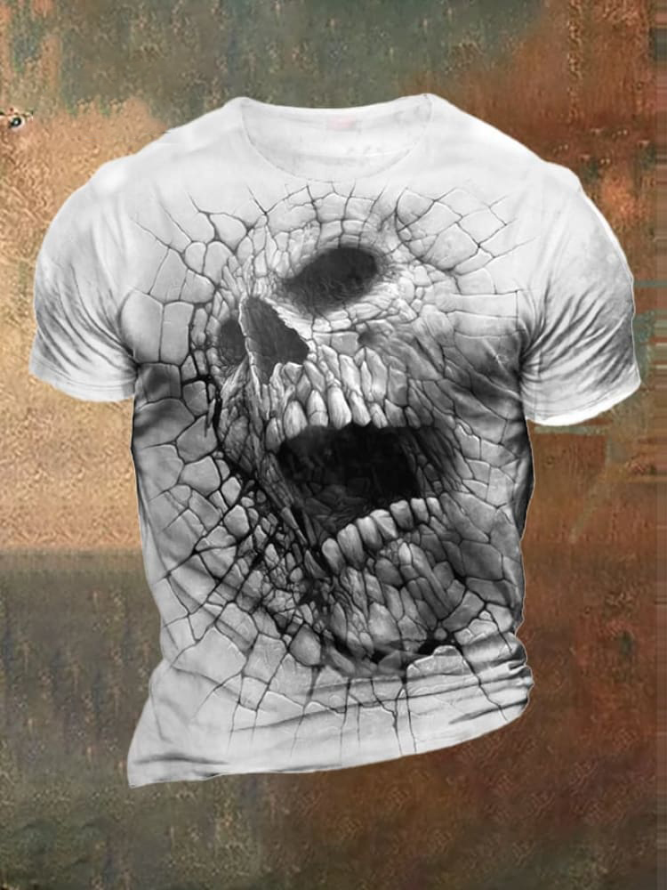Men's Skull Print Casual Short-sleeved T-shirt / Rvogue / Rvogue