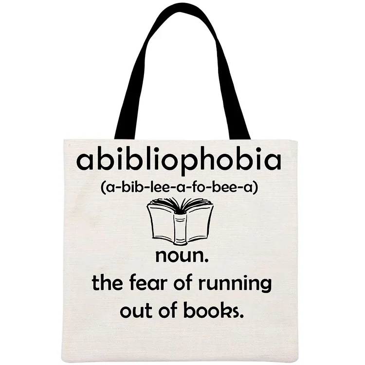 Abibliophobia Book Book Lovers Printed Linen Bag