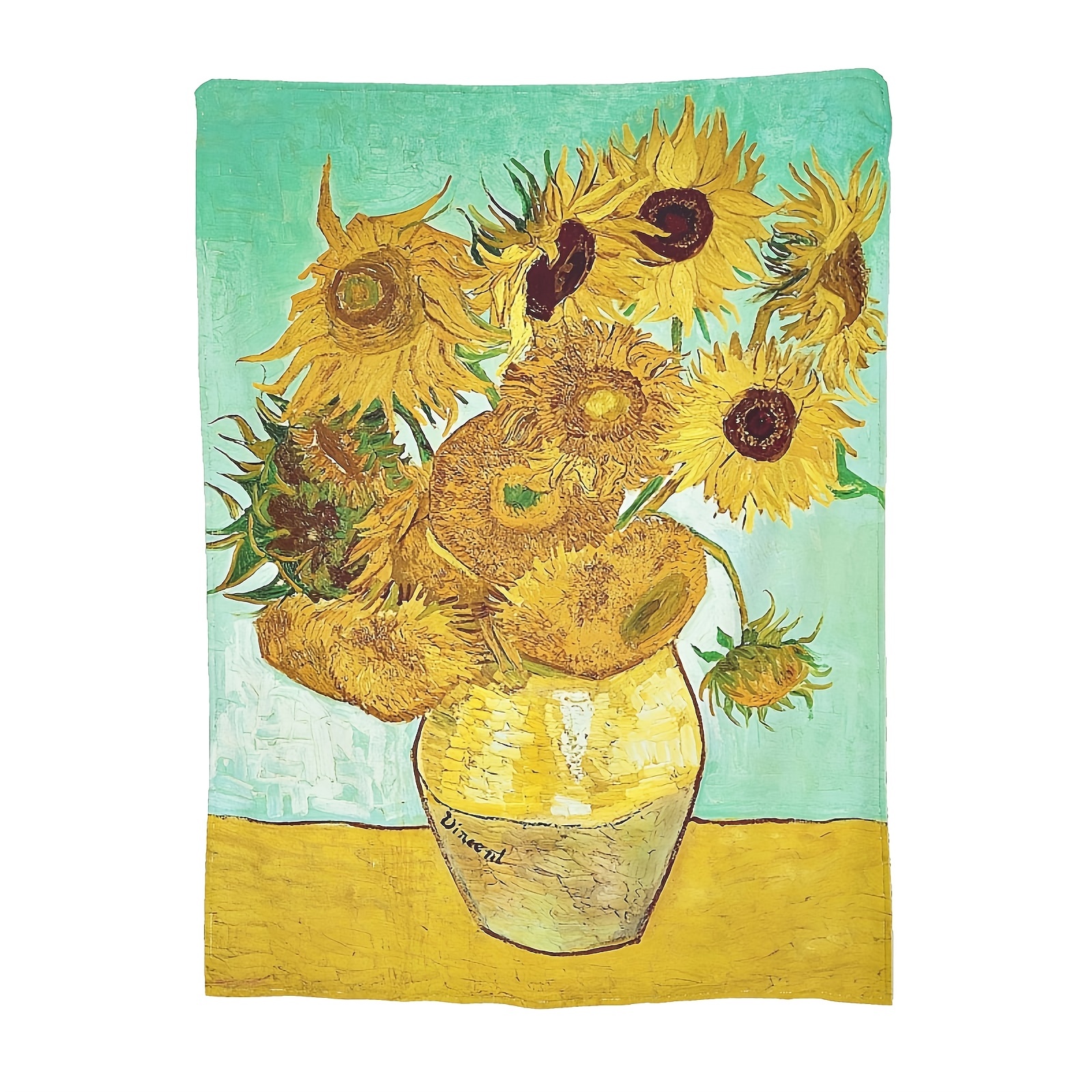 Comstylish Van Gogh's Twelve Sunflowers Printed Soft Cozy Anti-pilling Flannel Blanket
