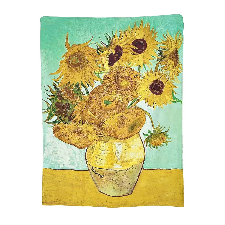 Comstylish Van Gogh's Twelve Sunflowers Printed Soft Cozy Anti-pilling Flannel Blanket