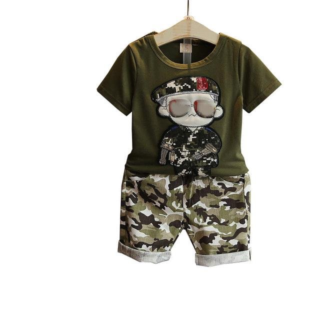 boys short sleeve t-shirt suits camouflage shorts clothing