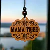 Personalized Car Air Freshener, Wood Diffuser and Fragrance Oil Set, Custom Message, Rearview Mirror Charm, Mama Tried Auto Accessory for Men or Women (Orange Citrus)