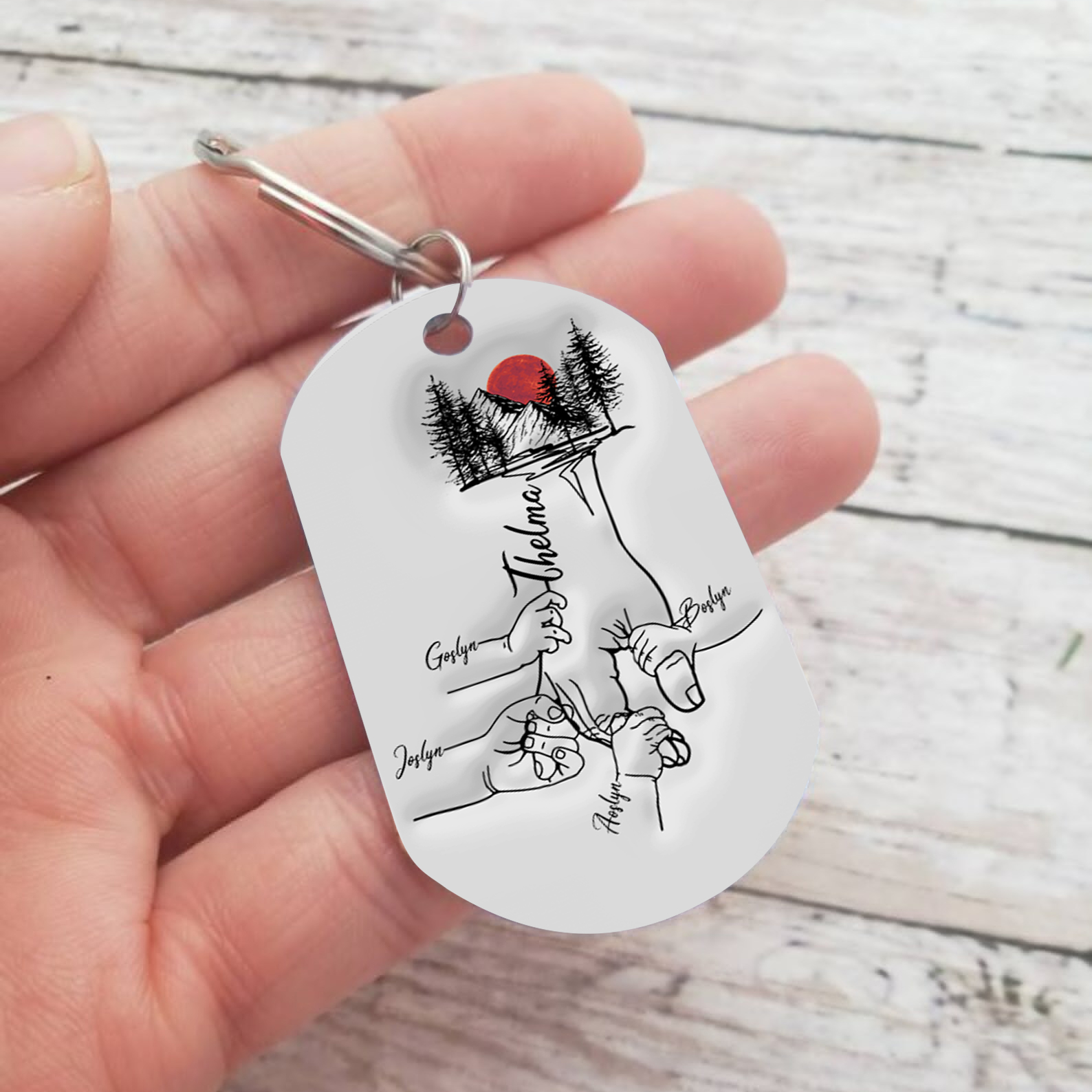 Best Dad Ever - Personalised 5 Names Holding Hands Keychain Custom Family Keychain Father's Day Gifts-Jessemade AU