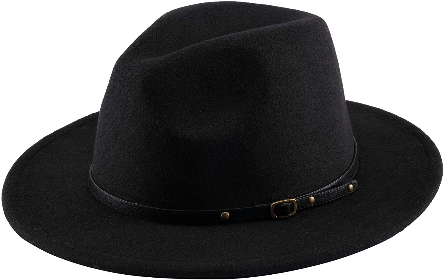 Two Tone Red Bottom Wide Brim Wool Felt Fedora Hat 