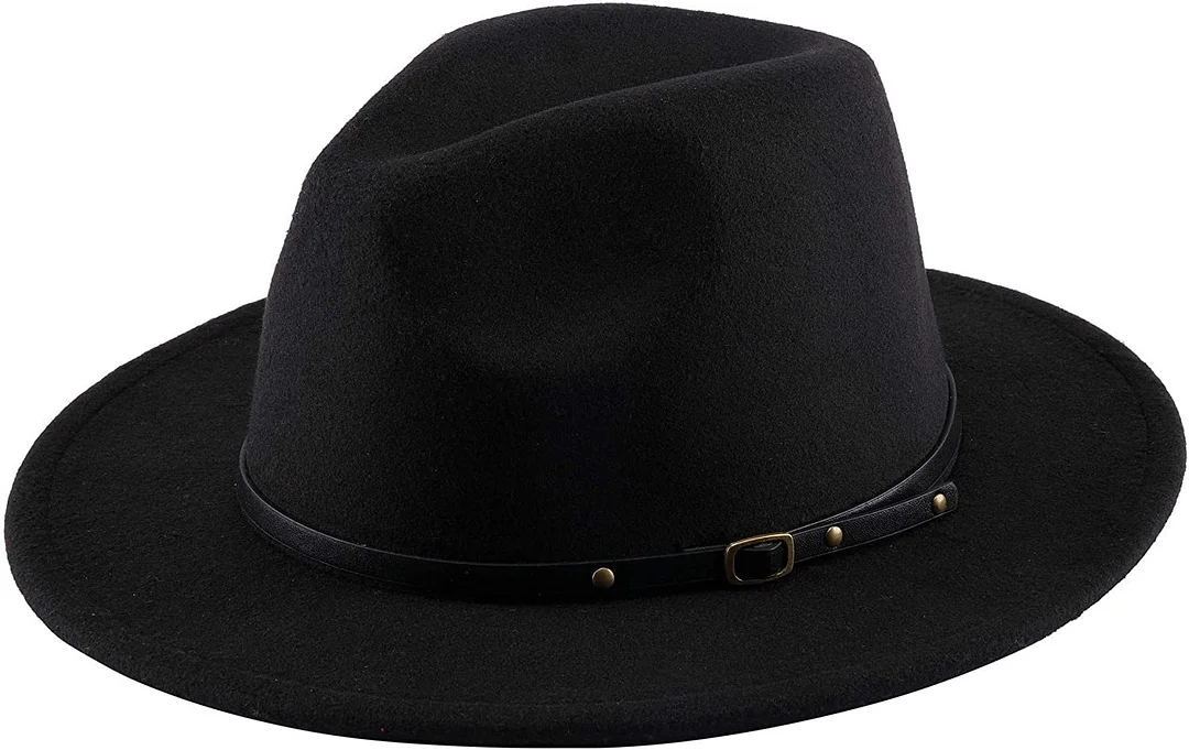 Two Tone Red Bottom Wide Brim Wool Felt Fedora Hat 