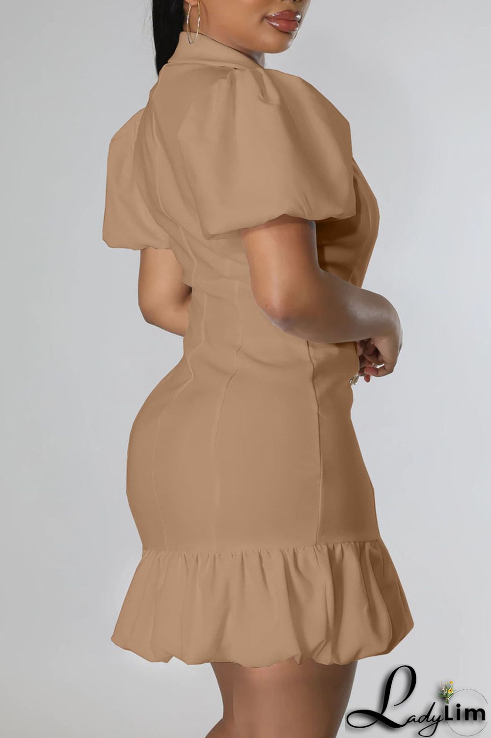 Rose Red Casual Sweet Solid Patchwork Buckle Flounce V Neck Straight Dresses