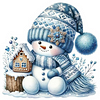 Diamond Painting-DIY Full Round Drill Cute Snowman