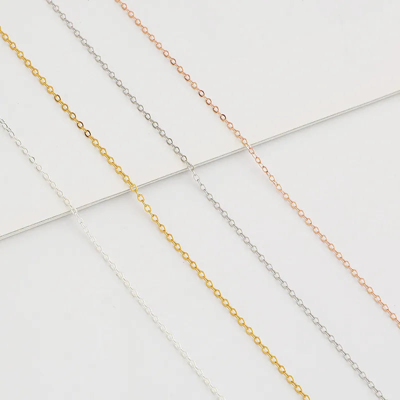 1 Piece 925 Sterling Silver 18K Gold Plated Rose Gold Plated White Gold Plated Cable Chain Thick 1mm 40cm 5.5cm Long