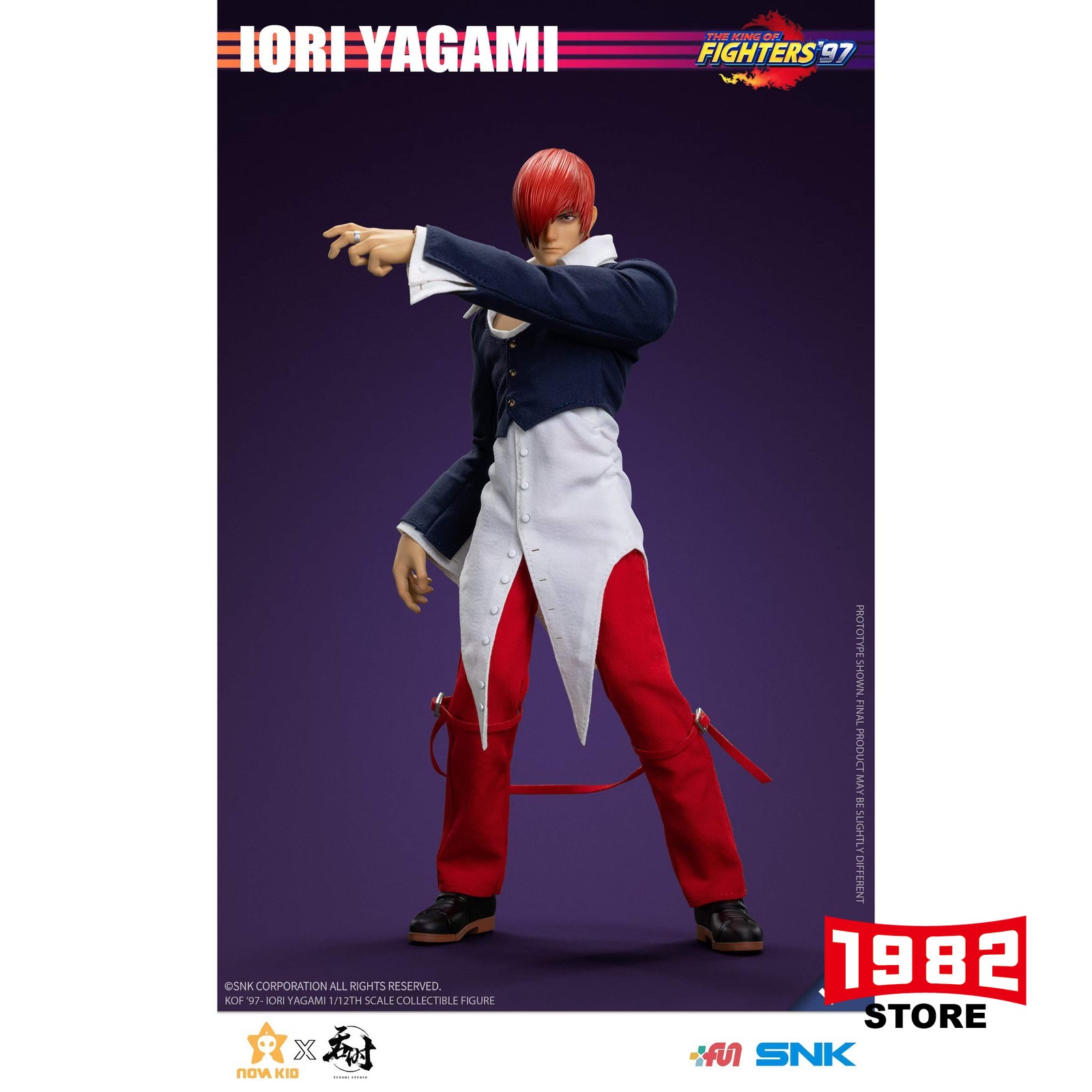 SNK The King of Fighters 97 IORI YAGAMI 1/12 Scale Action Figure Model Highly Detailed Collectible Toy for US EU Fans Display & Gifting with Game-Accurate Design