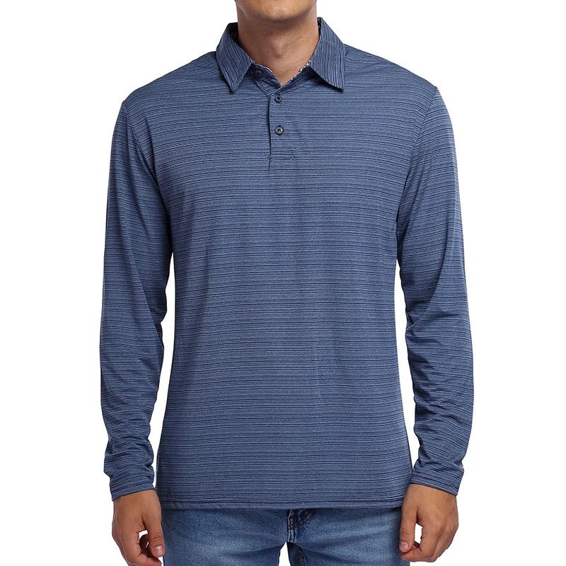 Men's Long Sleeve Striped Polo Shirt Men's Fall Winter Lapel T-Shirt Campaign