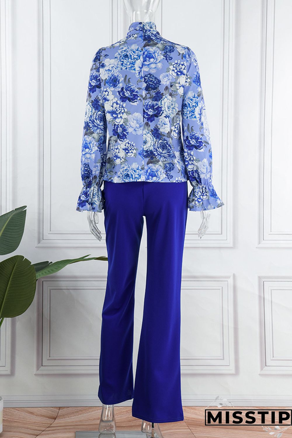 Rose Red Casual Print Patchwork O Neck Long Sleeve Two Pieces