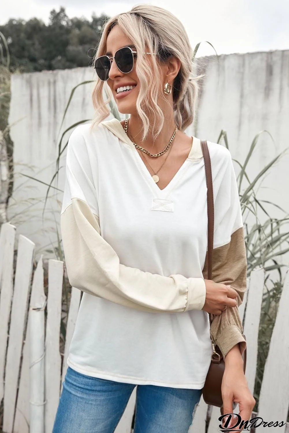 Color Block Drop Shoulder Hoodie