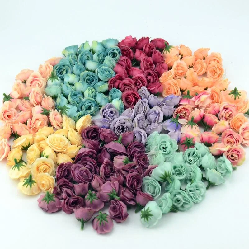 10pcs 2.5cm Mini Silk Artificial Rose Flowers Cloth For Wedding Party Home Room Decoration  DIY Dress  Accessories Fake Flowers