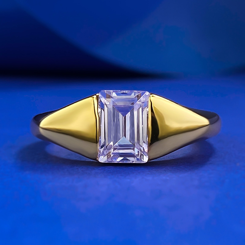 MIKAMU S925 Silver Fashion Light Luxury Ins Style 5*7mm Violet Diamond Ring
