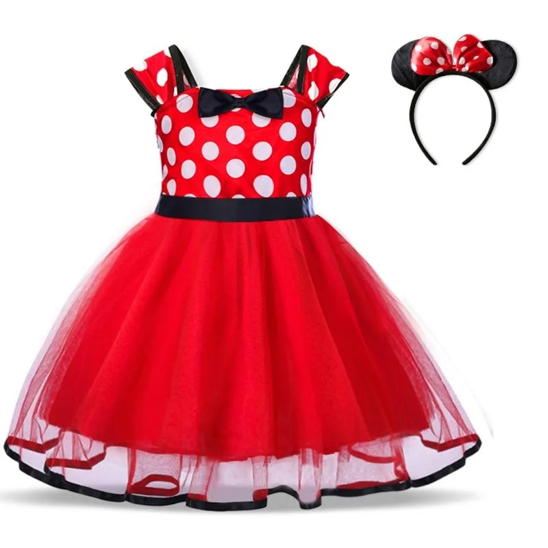 Baby Birthday Dress For Christmas Dress New Year Costume Mouse Dress Up 2 Pcs Tutu Outfits Party Cosplay Polka Dots Vestido
