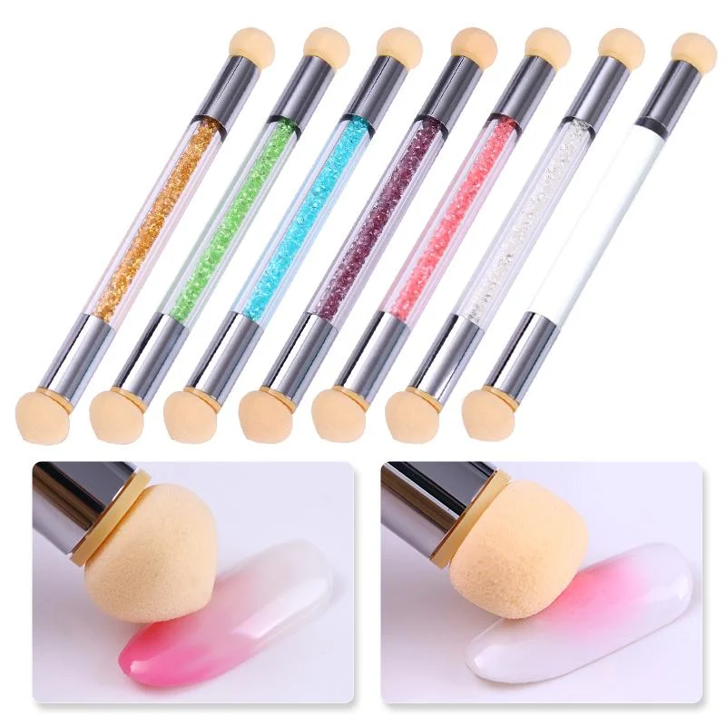 5Pcs Round Replaceable Sponge Heads Shading Pen Dotting Brush Sponge Head Rhinestone Handle Nail Art Brush Nail Painting Tools-Nail Inspo