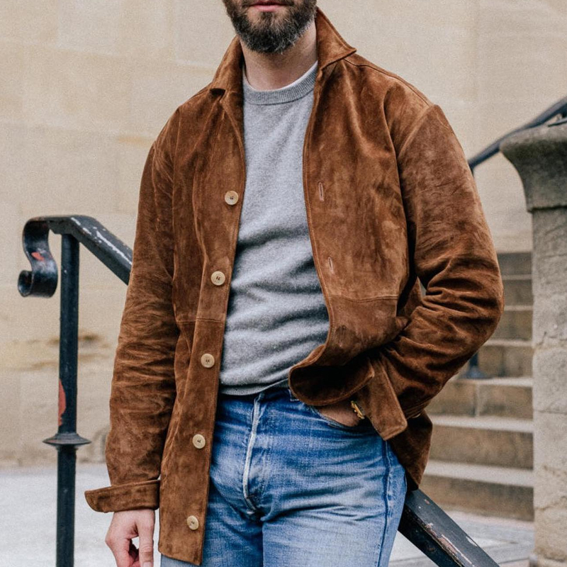 Vintage Suede Pocket Single Breasted Jacket