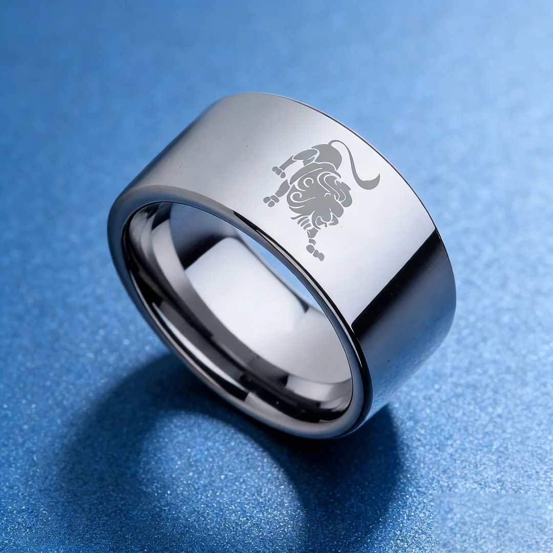4MM 6MM 8MM 10MM Width Silver Flat Tungsten Carbide Rings Zodiac Leo Laser Couple Wedding Bands 