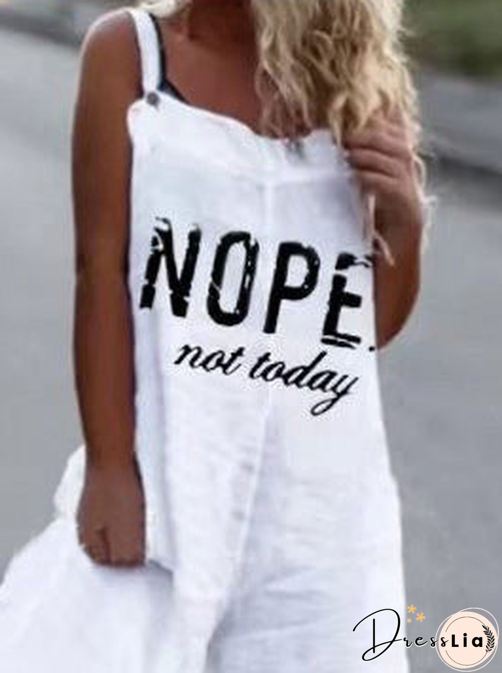 Women'S Jumpsuits Letter Print Sleeveless Casual Jumpsuit