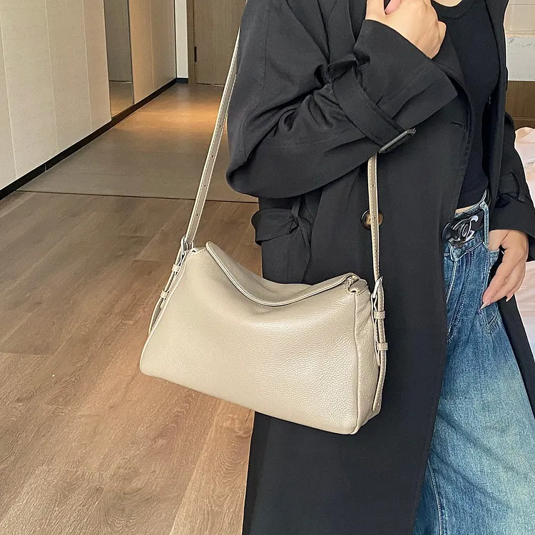 Women's Natural Leather Hobo Shoulder Bag Premium Top-Grain Leather Bowling Tote Large Capacity Vintage Crossbody for Office sac