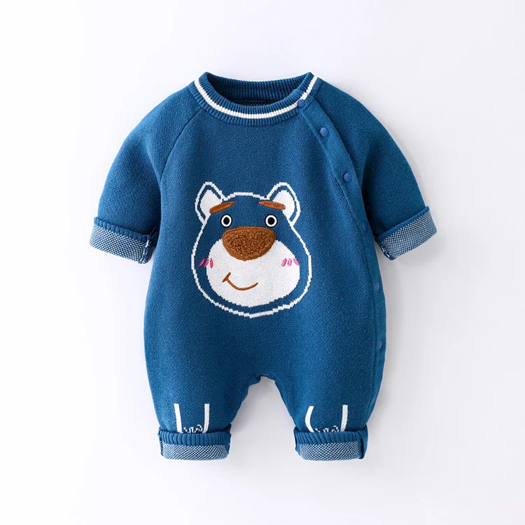 Baby Boy/Girl Knit Wacky Bear Design Long Sleeve Ropmer