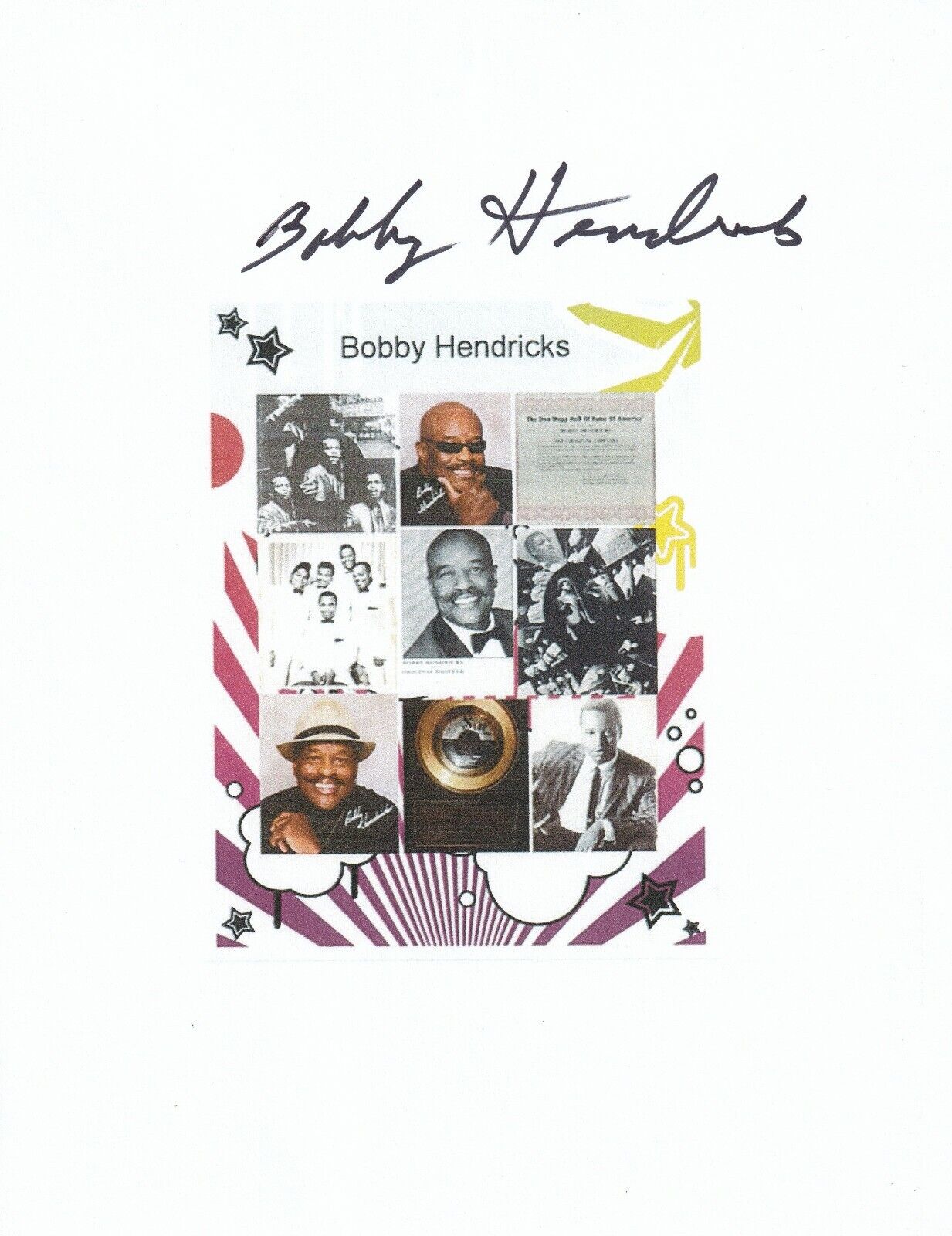 Bobby Hendricks of The Drifters REAL hand SIGNED Photo Poster painting #2 COA Autographed