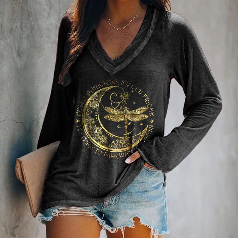 Hello Darkness, My Old Friend Printed Women's T-shirt