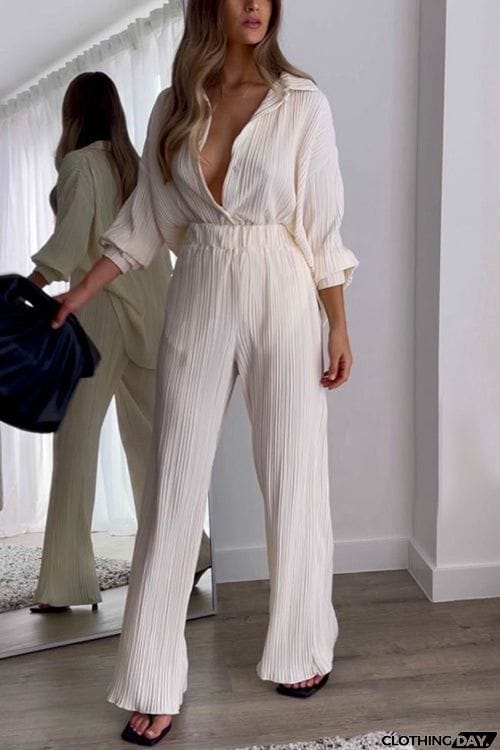 Pleated Oversized Shirt and Trouser Set