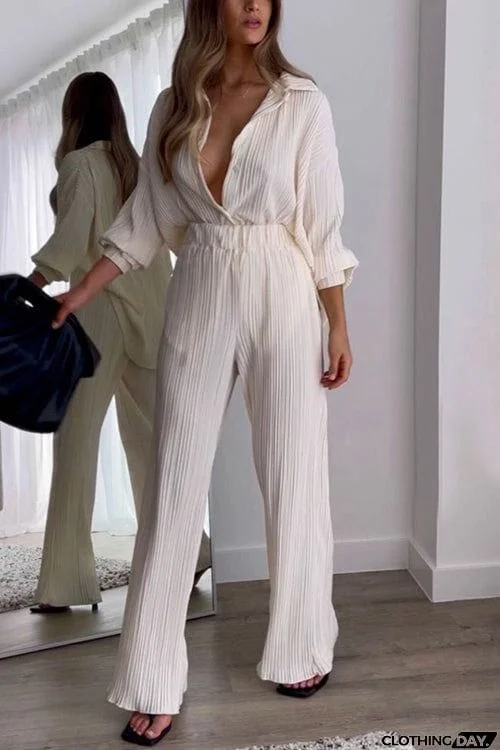 Pleated Oversized Shirt and Trouser Set