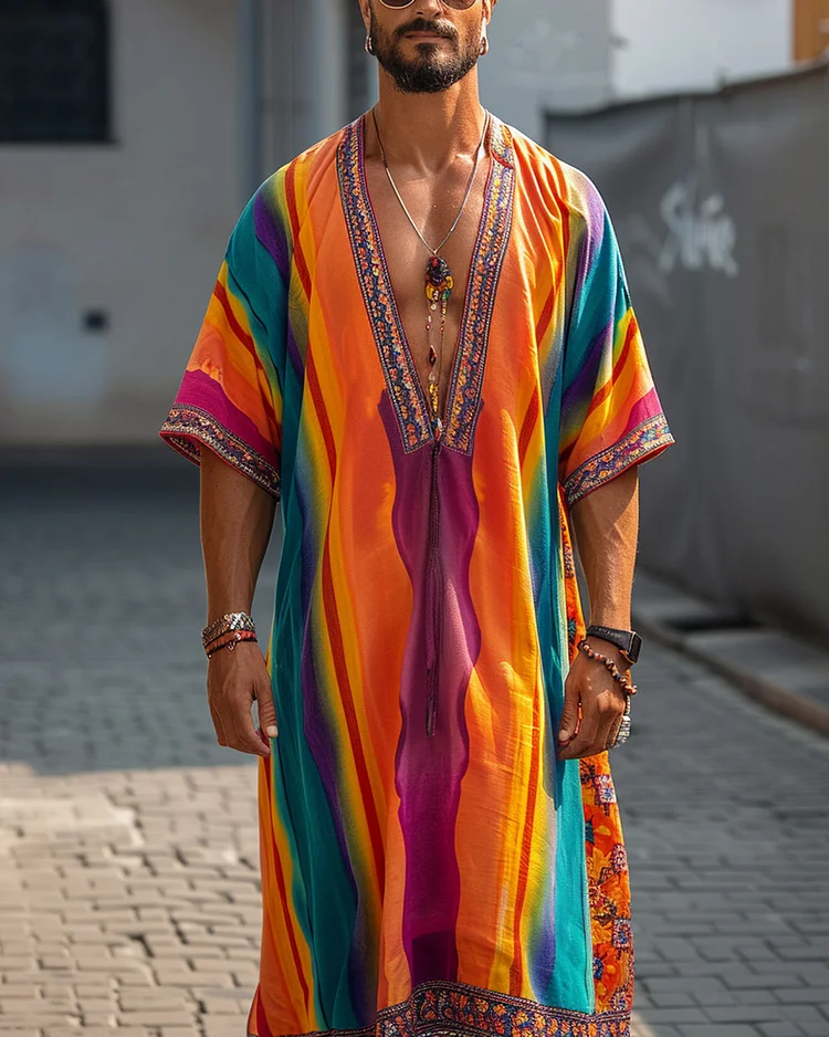 Men's Rainbow Cotton Kaftan
