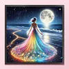 (Counted/Stamped) Beach Rainbow Dress Girl-18CT Cross Stitch 35*35cm/13.78*13.78in