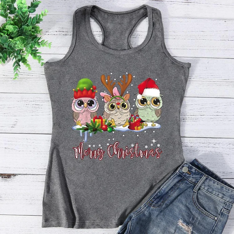Merry Christmas Owl Vest Top-Annaletters