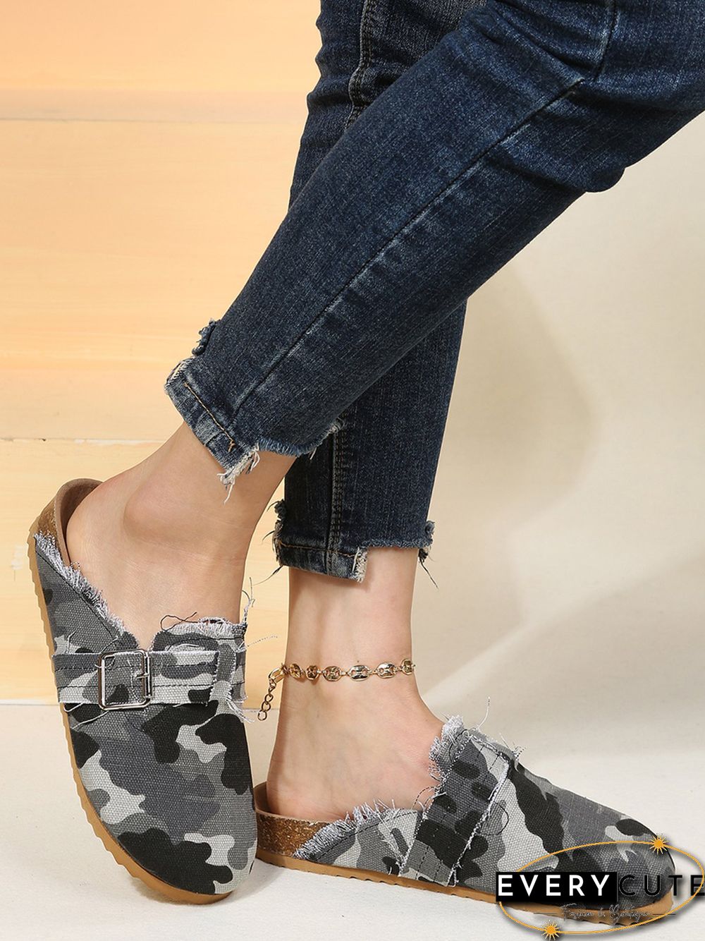 Camo Print Canvas Adjustable Buckle Slides