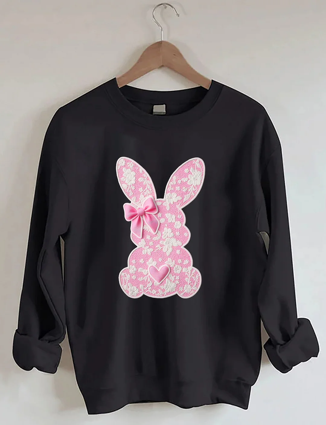 White Lace Bunny Coquette Bow Sweatshirt