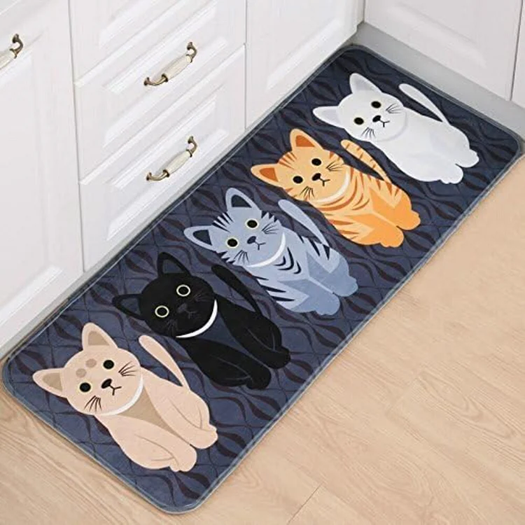 Cartoon Lovely Cats Kitchen Mat Home Entrance Doormat Carpet for Living Room Decorations Hallway Balcony Anti-Slip Floor Mat