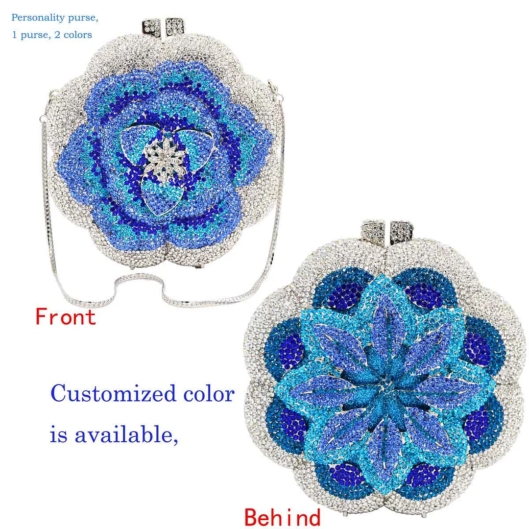 Newest Clutch Bag Pink Crystal Women Wedding Flower Party Purse Bride Chain Clutch Bag Prom Night Evening Bag SC603