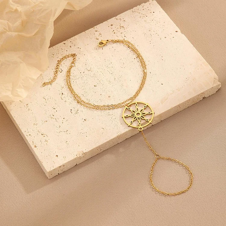 Kinitial exquisite stainless steel Dharma Wheel Buddhism anklet  Dharmachakra Charm Pendant jewelry Christma gift girlfriend