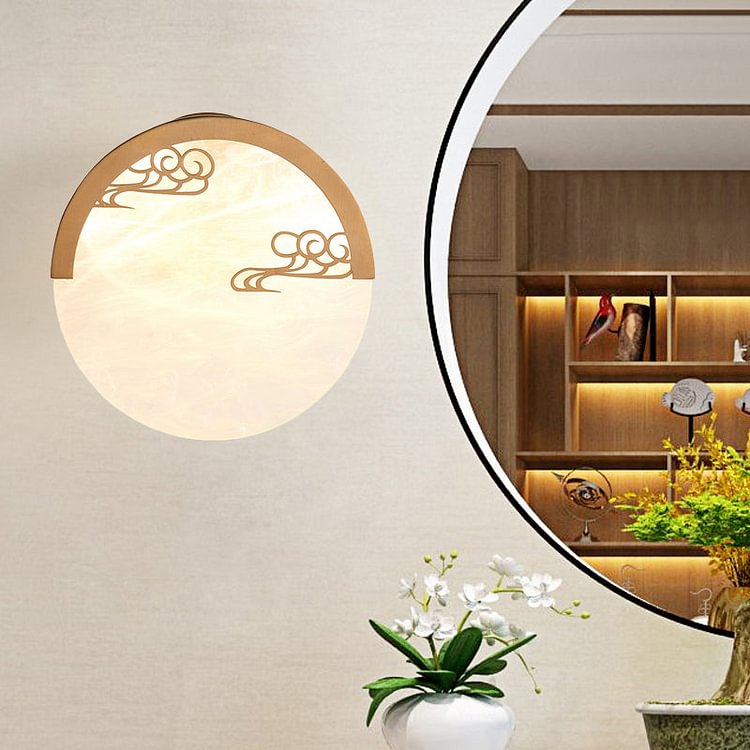 8"/9" H 1 Light Round Wall Mounted Light Traditional White Acrylic Sconce for Dining Room